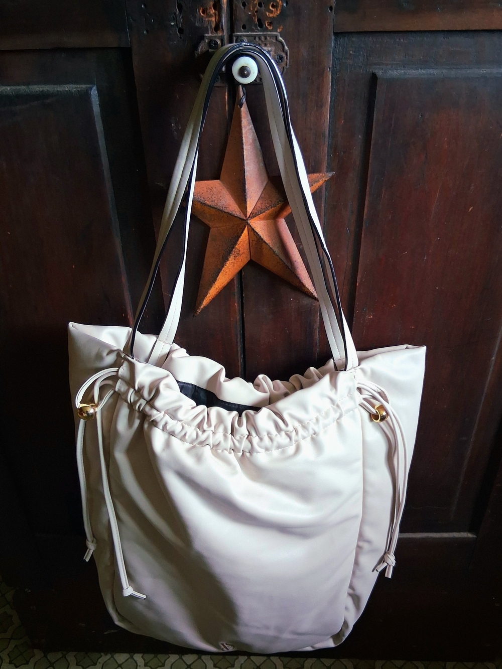 Victoria's Secret Cream Drawstring Shoulder Tote